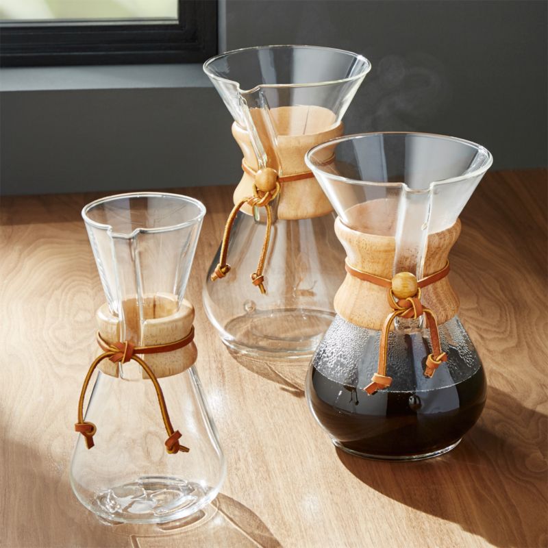 Chemex Coffee Makers with Wood Collar Crate and Barrel